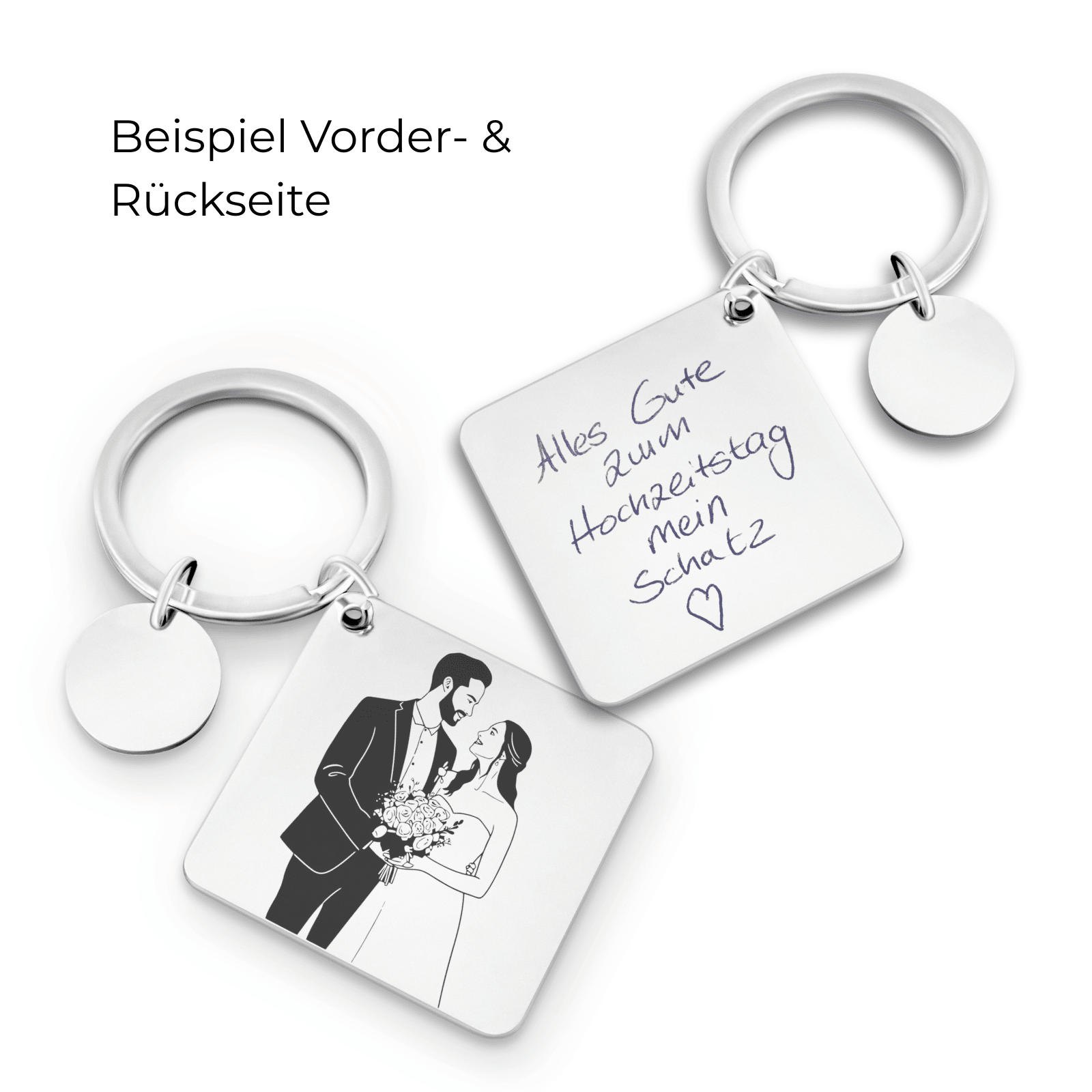 Personalisiertes Foto Schlüsselanhänger - Einzigartige ErinnerungsmarkeSchlüsselanhängerSquaredMomentVorderUndRueckseite