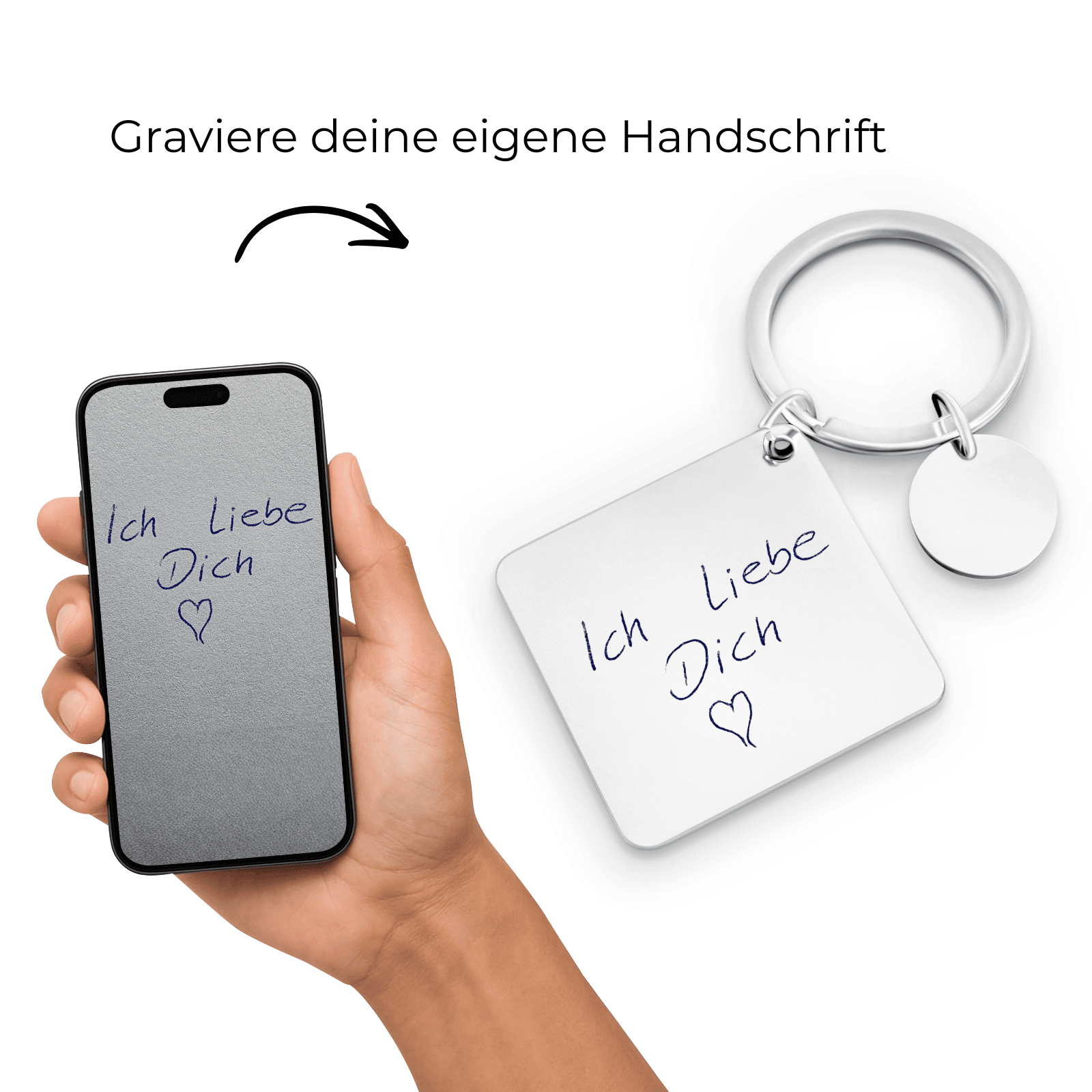 Personalisiertes Foto Schlüsselanhänger - Einzigartige ErinnerungsmarkeSchlüsselanhängerSquaredMomentHandschrift