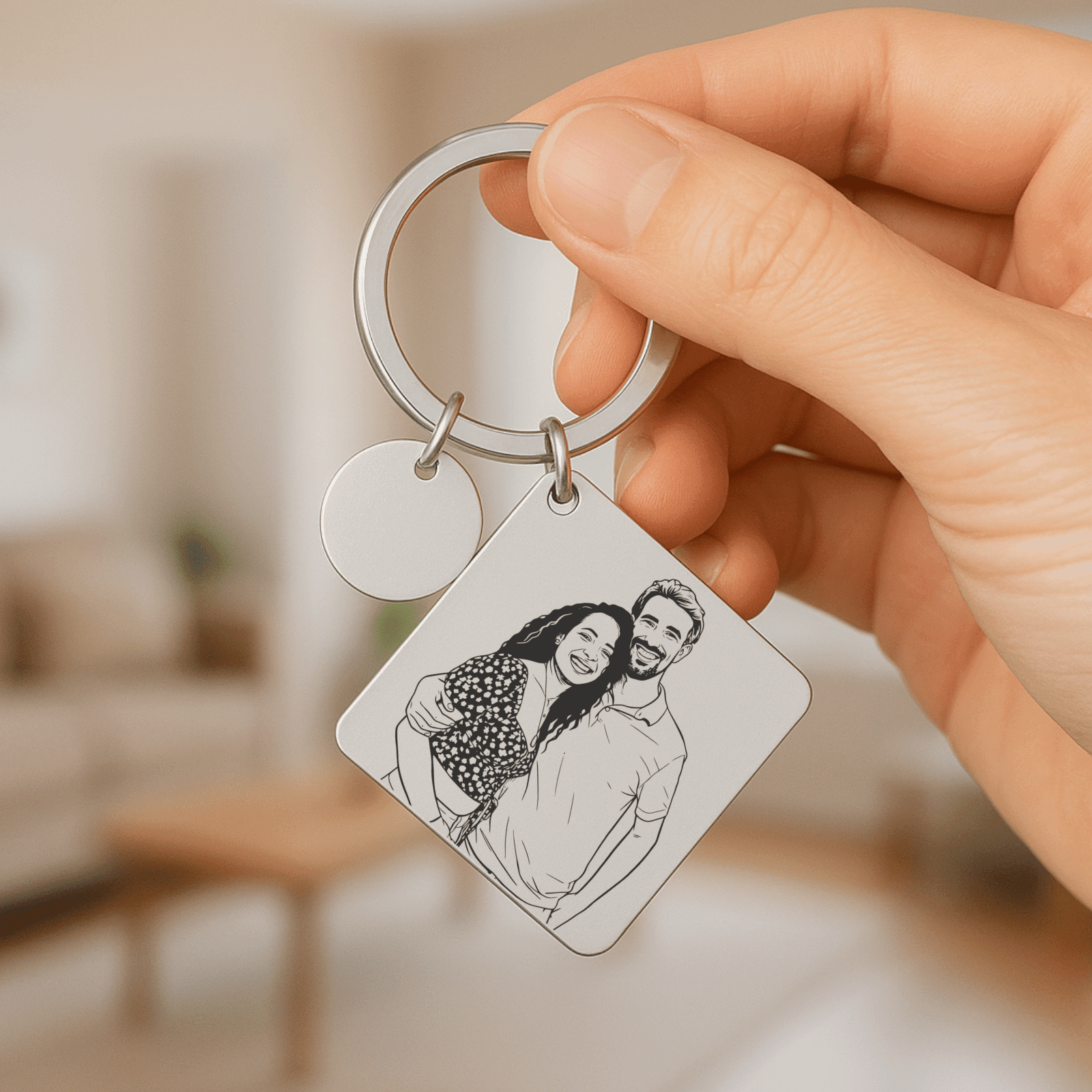 Personalisiertes Foto Schlüsselanhänger - Einzigartige ErinnerungsmarkeSchlüsselanhängerSquaredMomentMockup