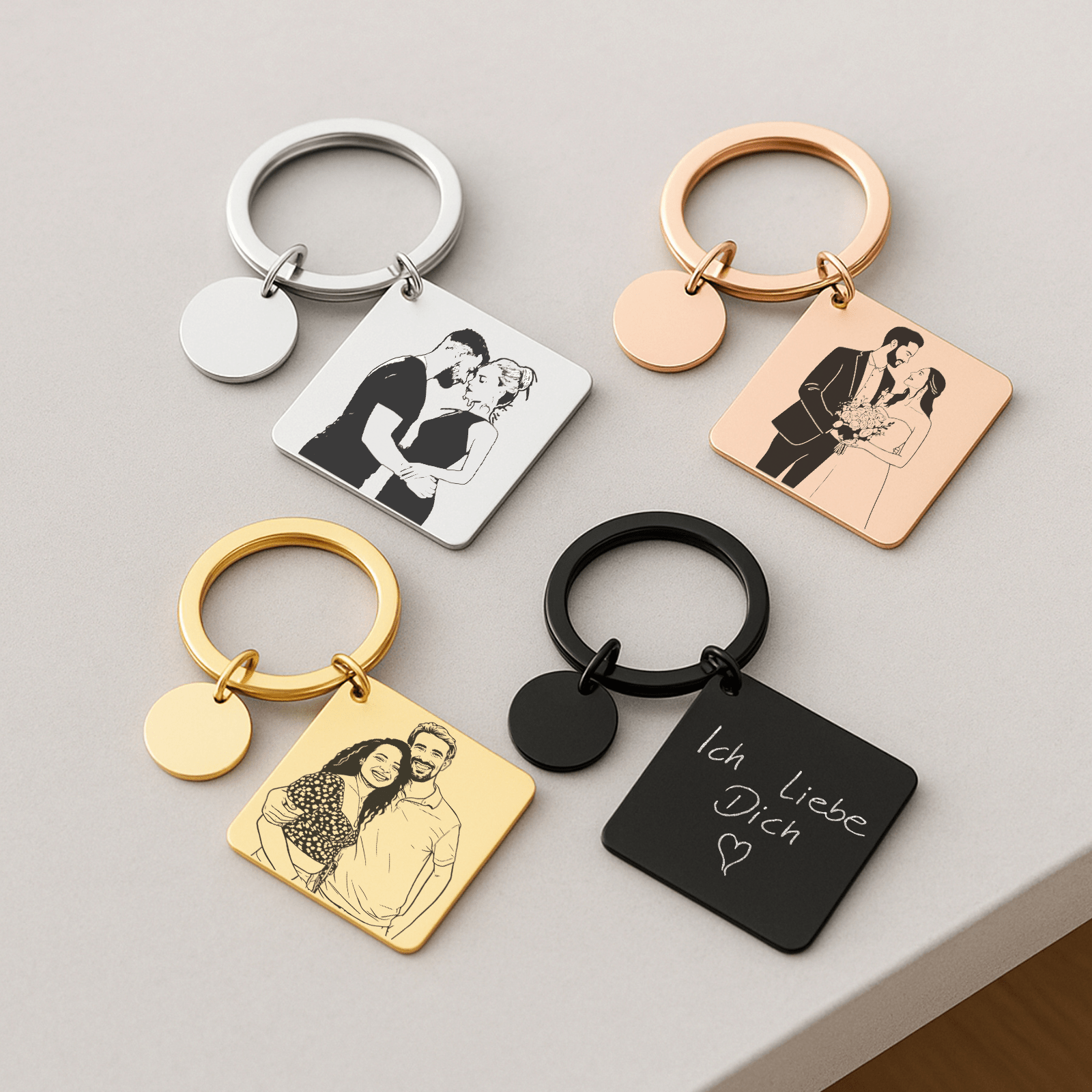 Personalisiertes Foto Schlüsselanhänger - Einzigartige ErinnerungsmarkeSchlüsselanhängerSquaredMomentAlleFarben